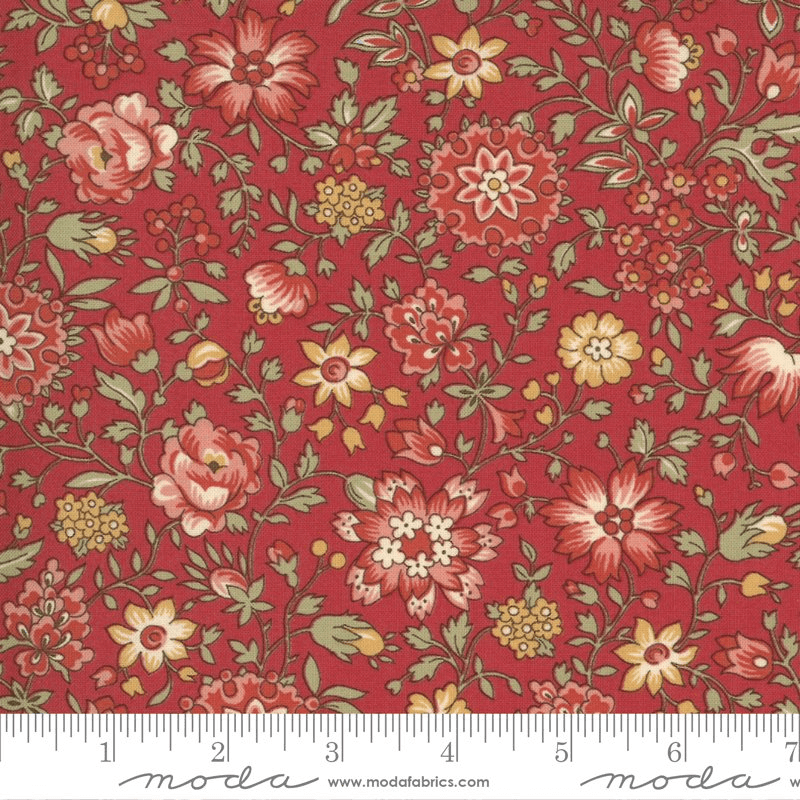 Moda Fabrics Jardin De Fleurs Giveryn Rouge 13894-12