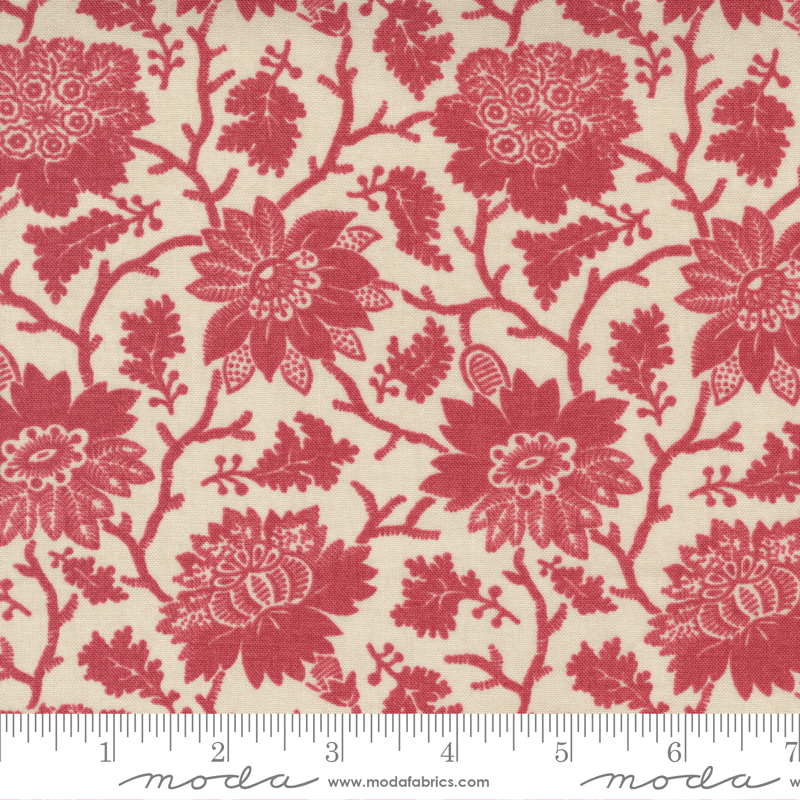 Moda Fabrics La Vie Boheme Pearl French Red Carmen Floral 13900-18