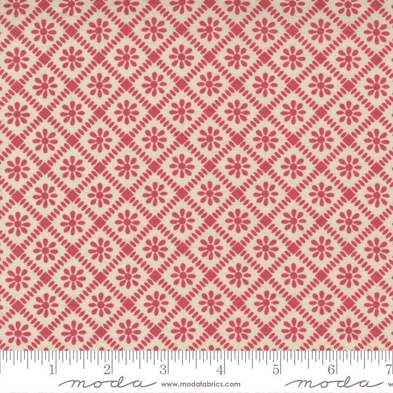 Moda Fabrics La Vie Boheme Pearl French Red Moravia Check 13905-19