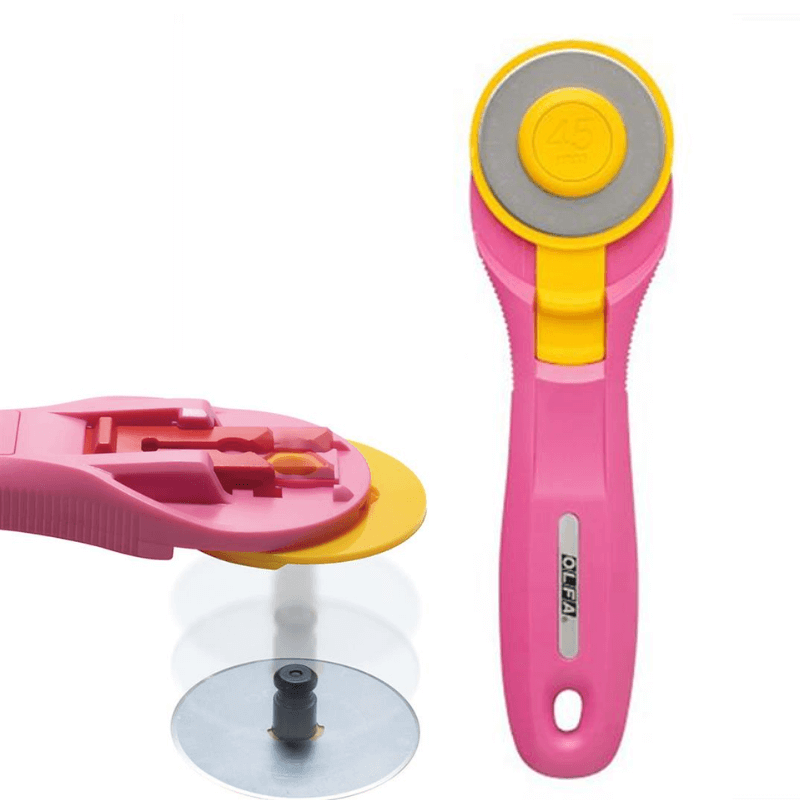 Olfa 45mm Rotary Cutter Pink ensures reliability and precision whilst you work