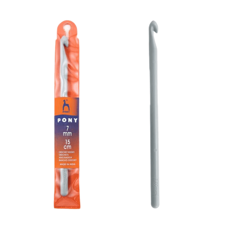 Pony's lightweight and easy-to-use crochet hook is manufactured of high-quality ABS plastic.