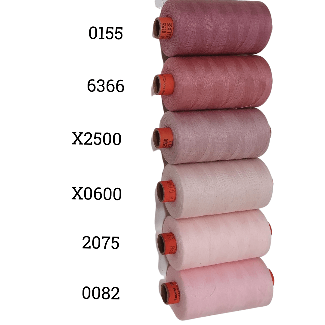 Rasant Thread 1000m A 50% Polyester 50% Cotton Colour Antique Mauve, Dusty Rose, Light Lavender, Creamy Pink