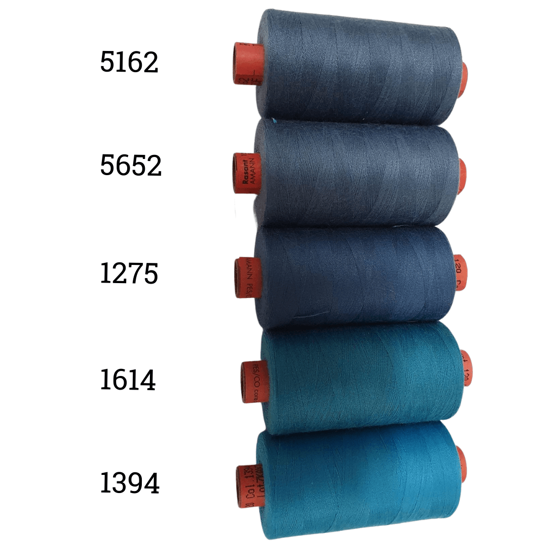 Rasant Thread 1000m A 50% Polyester 50% Cotton Colour Steel Grey, Antique Blue, Dark Teal, Steel Blue