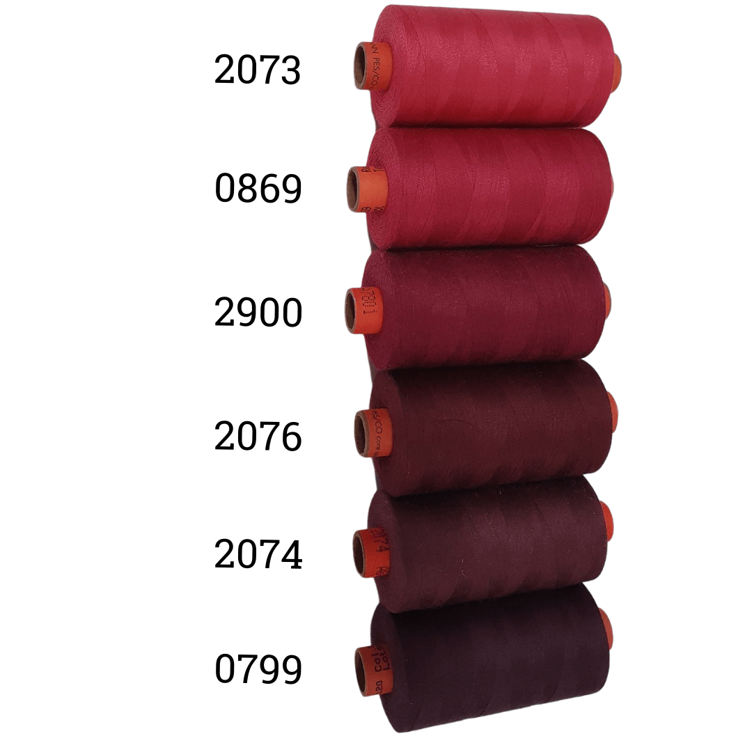 Rasant Thread 1000m C 50% Polyester 50% Cotton Colour Dusty Red, Burgundy, Dark Burgundy, Dark Antique