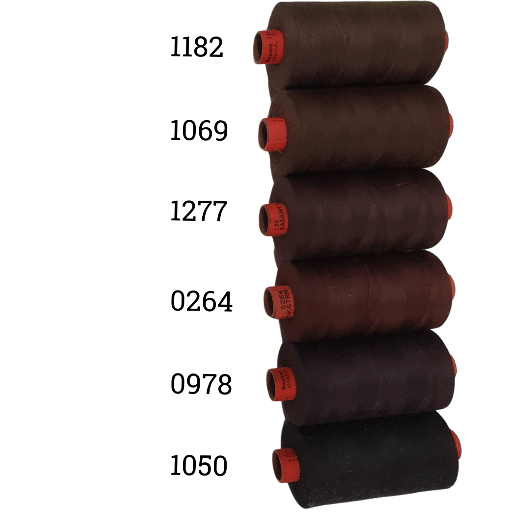 Rasant Thread 1000m C 50% Polyester 50% Cotton Colour Dark Beige Brown, Dark Rosewood, Dark Brown