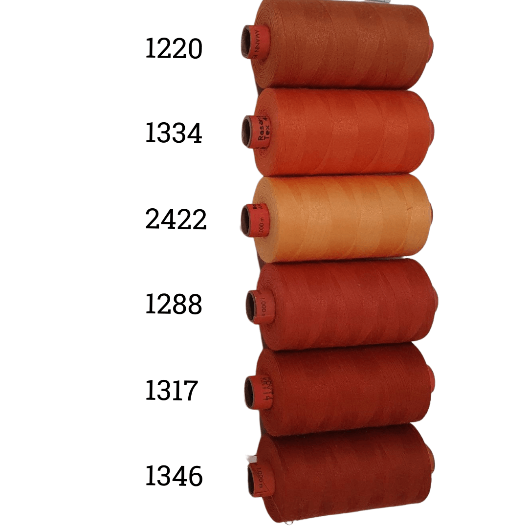 Rasant Thread 1000m C 50% Polyester 50% Cotton Colour Mahogany, Orange, Coral, Red Copper
