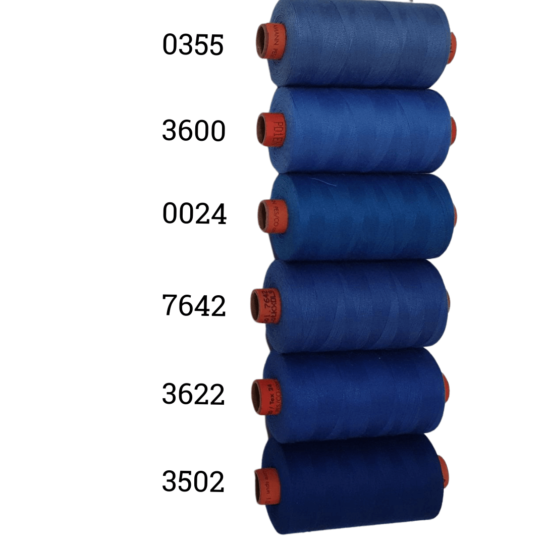 Rasant Thread 1000m C 50% Polyester 50% Cotton Colour Medium Delft Blue, , Medium Blue, Stormy Blue, Dark Lavender, Royal Blue