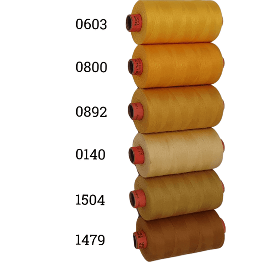 Rasant Thread 1000m C 50% Polyester 50% Cotton Colour Sunflower Yellow, Dark Yellow, Mustard Yellow, Yellow Brown, Golden Brown