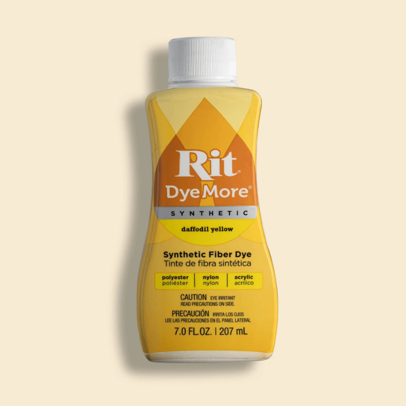 Rit Dye Dyemore Liquid Fabric Dye For Synthetics - Daffodil Yellow turning your favorite fabric, shirts, cloth to make it look new again.