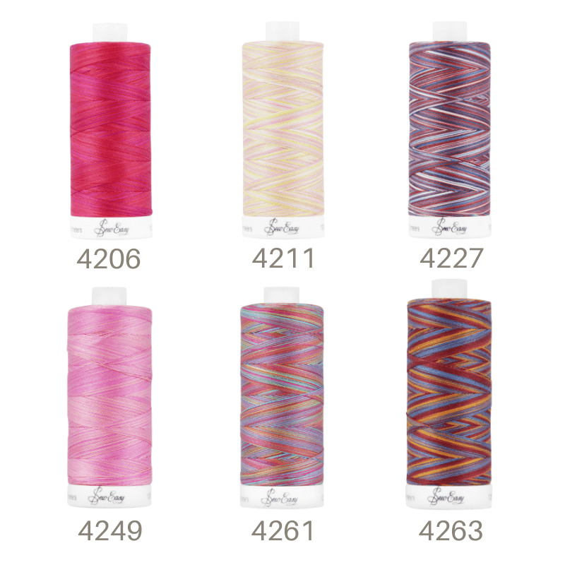 Sew Easy 50/3 Variegated Quilting Thread 800 Yards Pink Colour