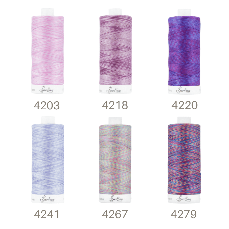 Sew Easy 50/3 Variegated Quilting Thread 800 Yards Purple Colour