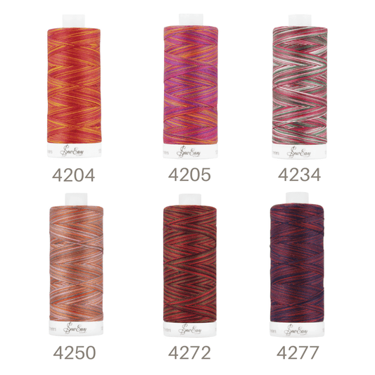 Sew Easy 50/3 Variegated Quilting Thread 800 Yards Red Colour