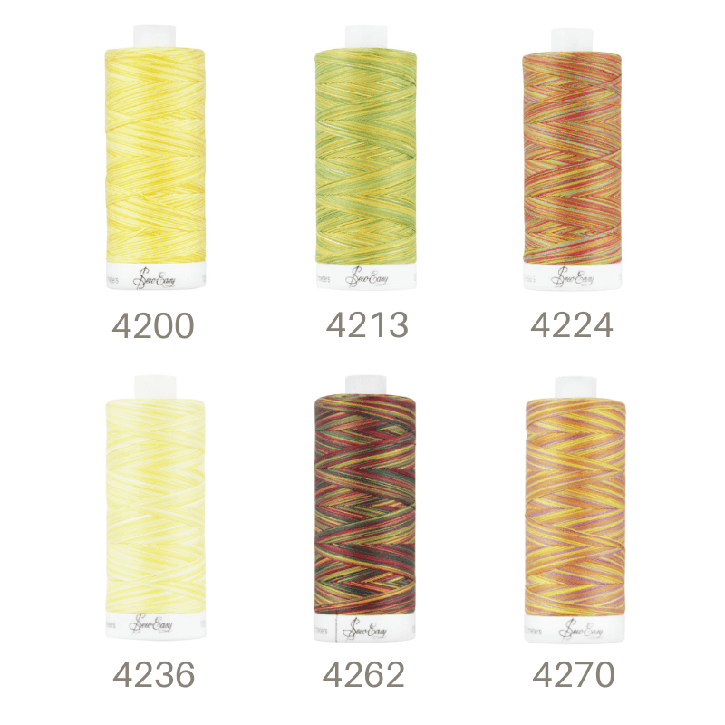 Sew Easy 50/3 Variegated Quilting Thread 800 Yards Yellow Colour