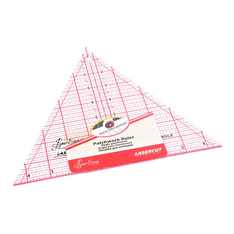 The ideal ruler for cutting equilateral triangles and diamonds with a 60° angle. Tumbling blocks and 6 pointed star designs are very popular. Strips may be sliced into diamonds and triangles quickly and easily. Lines in 1/8" increments are clear and easy to read.