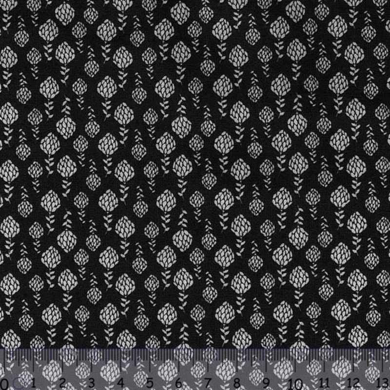 Sew Easy Artichoke Print Cotton Fabric Black