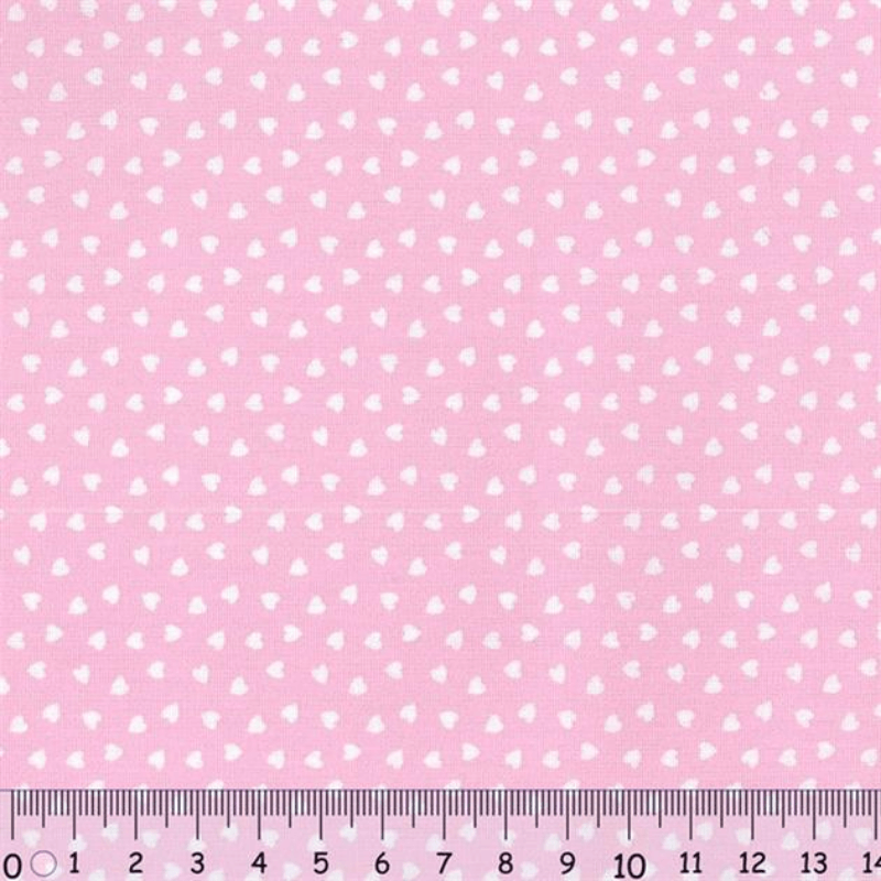 Sew Easy Heart Print Cotton Fabric Light Pink