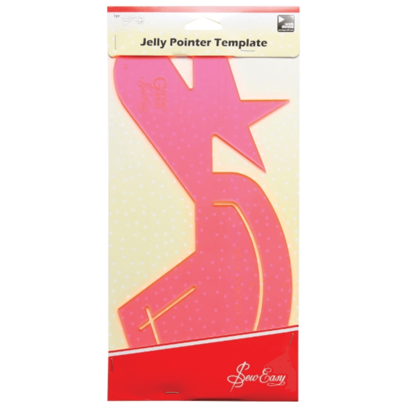 Designed to go with the popular Jelly Rolls. To achieve the look of a Jelly Roll, cut quilting fabrics into 2 1/2 inch strips. The Jelly Pointer is ideal for forming pentagons, ovals, hearts, and five-pointed stars.