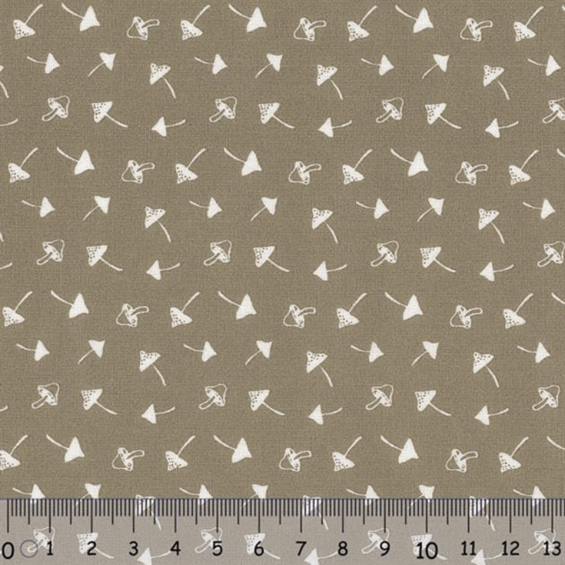 Sew Easy Mushroom Print Cotton Fabric Beige