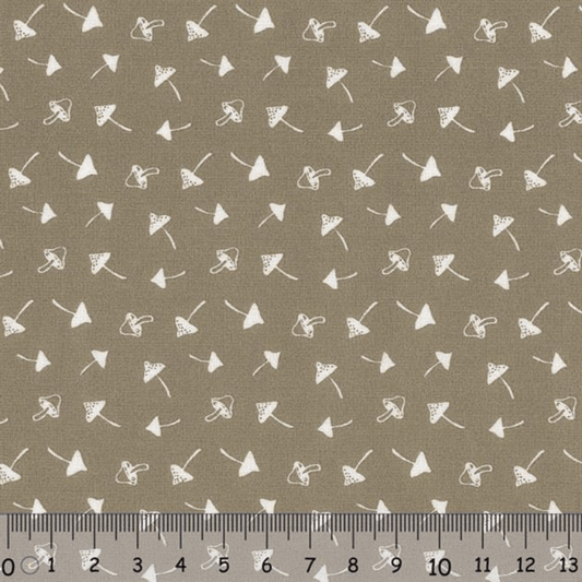 Sew Easy Mushroom Print Cotton Fabric Beige