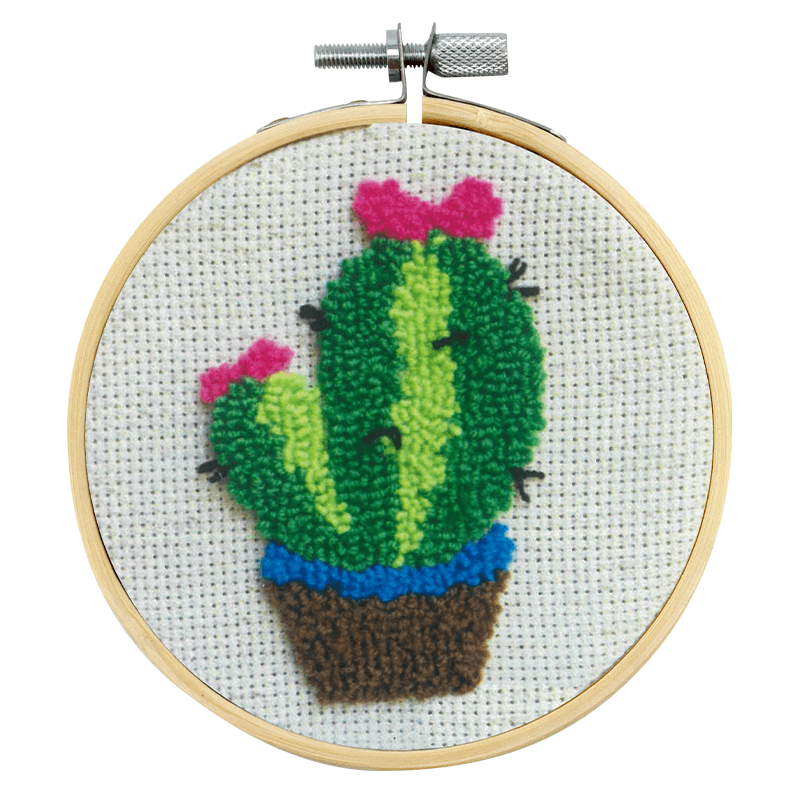 Sew Easy Punch Needle Kit 10cm Cuddles the Cactus