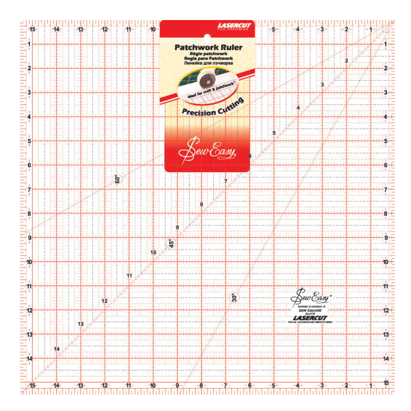 This large square ruler is invaluable for applique and piecing. Perfect for cutting large background squares and blocks.