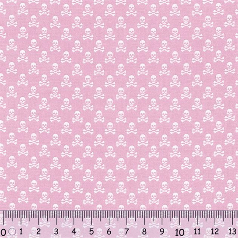 Sew Easy Skull Print Cotton Fabric Light Pink