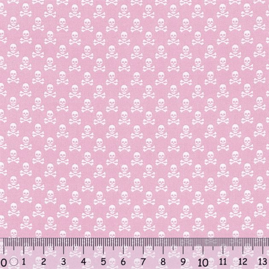 Sew Easy Skull Print Cotton Fabric Light Pink