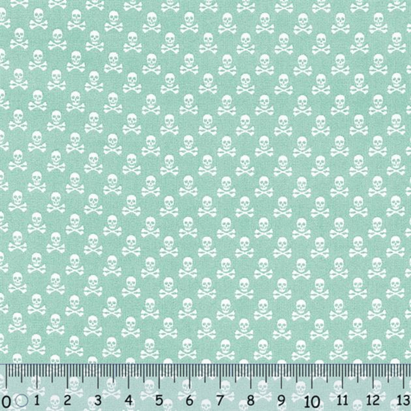 Sew Easy Skull Print Cotton Fabric Aqua