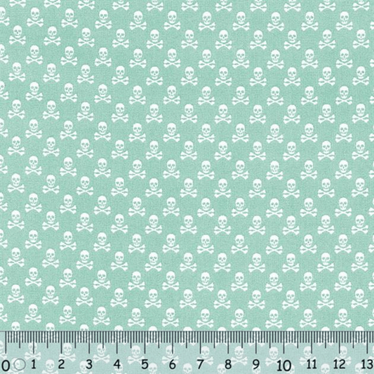 Sew Easy Skull Print Cotton Fabric Aqua