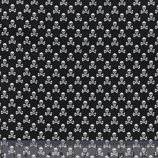 Sew Easy Skull Print Cotton Fabric Black