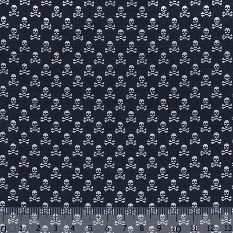 Sew Easy Skull Print Cotton Fabric Navy