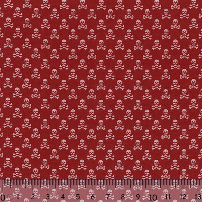 Sew Easy Skull Print Cotton Fabric Red
