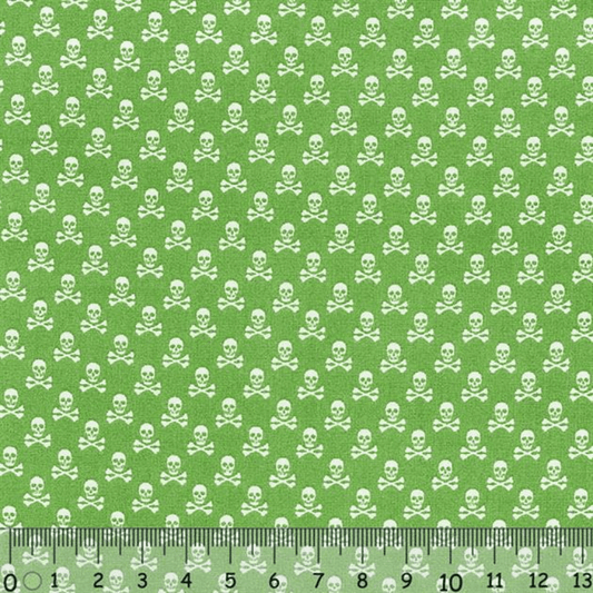 Sew Easy Skull Print Cotton Fabric Green