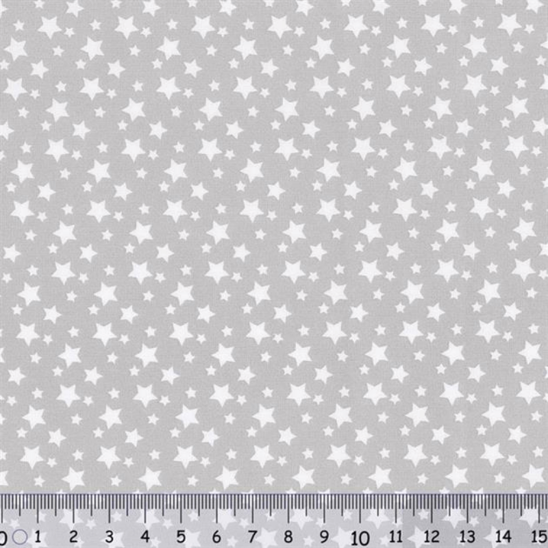 Sew Easy Star Print Cotton Fabric Light Grey