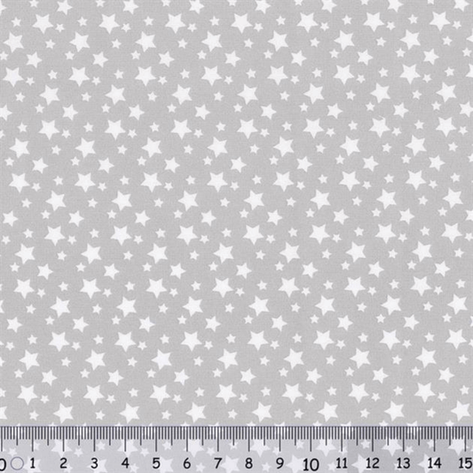 Sew Easy Star Print Cotton Fabric Light Grey