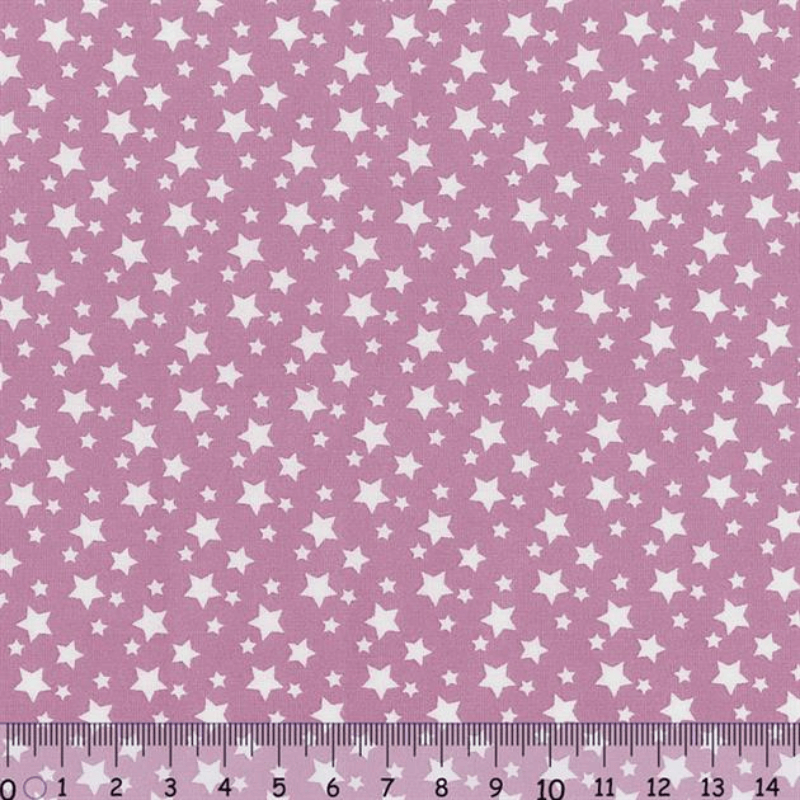 Sew Easy Star Print Cotton Fabric Rose Pink