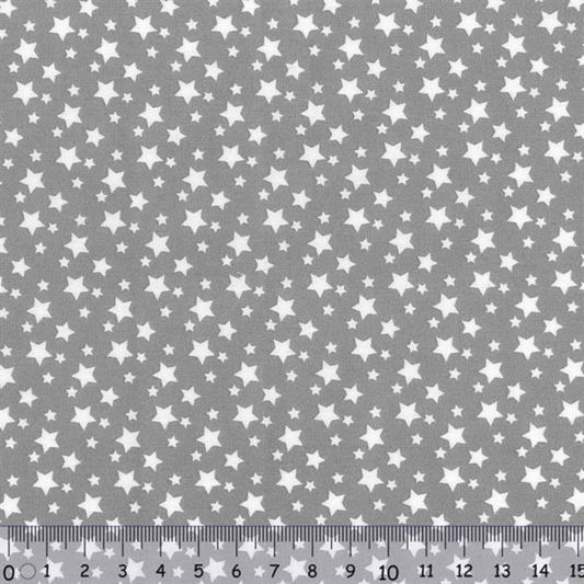 Sew Easy Star Print Cotton Fabric Grey