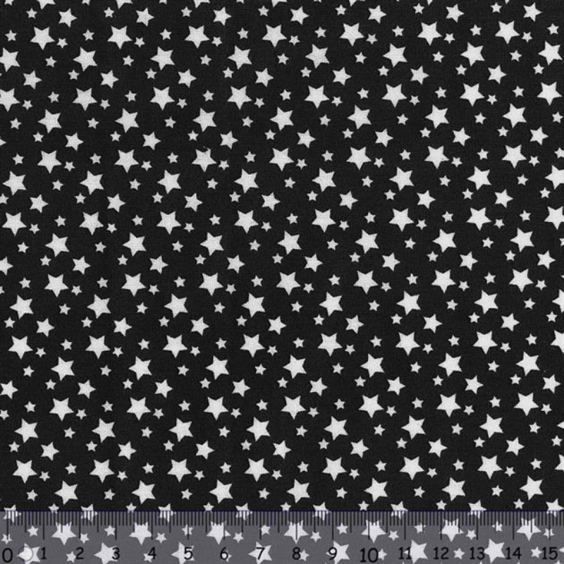 Sew Easy Star Print Cotton Fabric Black