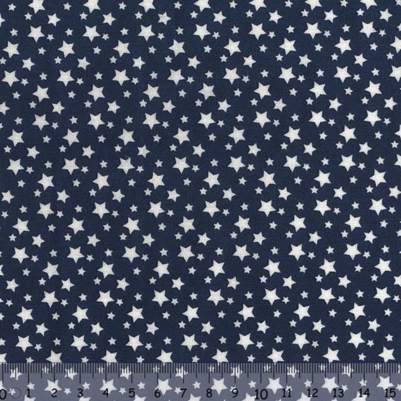 Sew Easy Star Print Cotton Fabric Navy