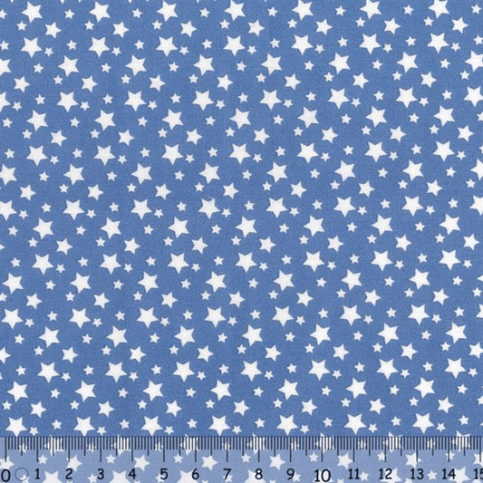 Sew Easy Star Print Cotton Fabric Blue