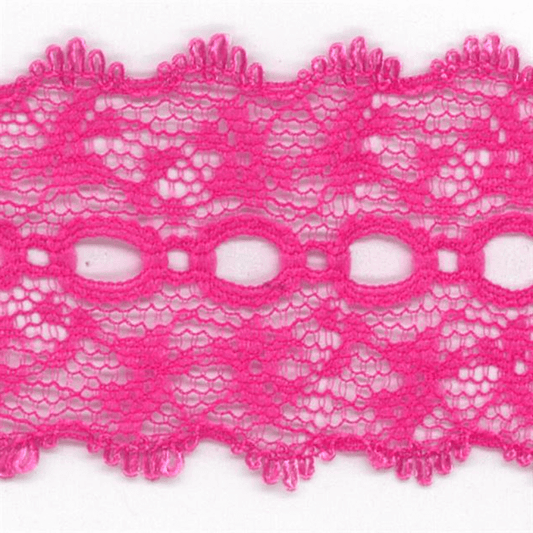 Uni-Trim Eyelet Lace Hot Pink is used to decorate coat hangers, tissue boxes, toilet roll holders, tea pot cosies, table runners and more.