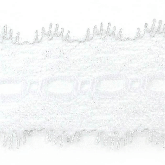 Uni-Trim Eyelet Lace Iridescent Silver Metallic is used to decorate coat hangers, tissue boxes, toilet roll holders, tea pot cosies, table runners and more.