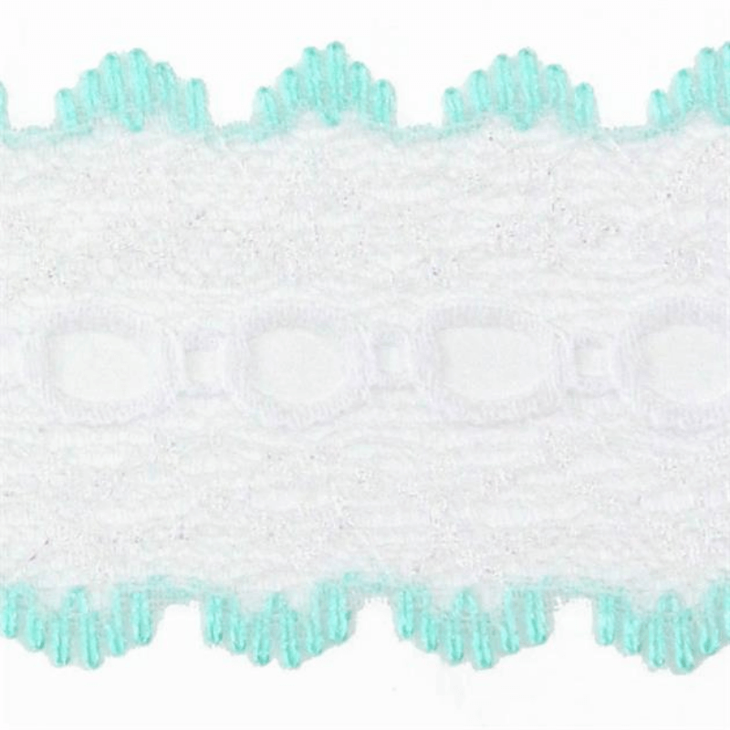 Uni-Trim Eyelet Lace Iridescent Two Tone Mint is used to decorate coat hangers, tissue boxes, toilet roll holders, tea pot cosies, table runners and more.