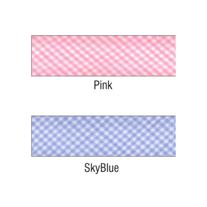 Uni-Trim Bias Binding Polycotton 25mm Checkered/Gingham Pink Sky Blue
