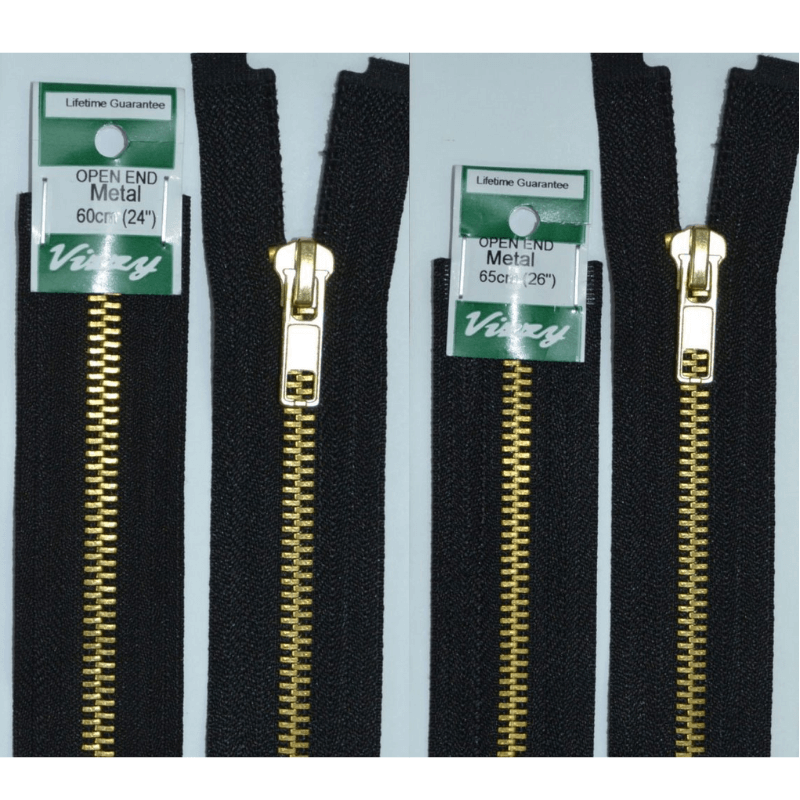 Vizzy Zip Metal Open End Colour 02 Black Size 60cm and 65cm